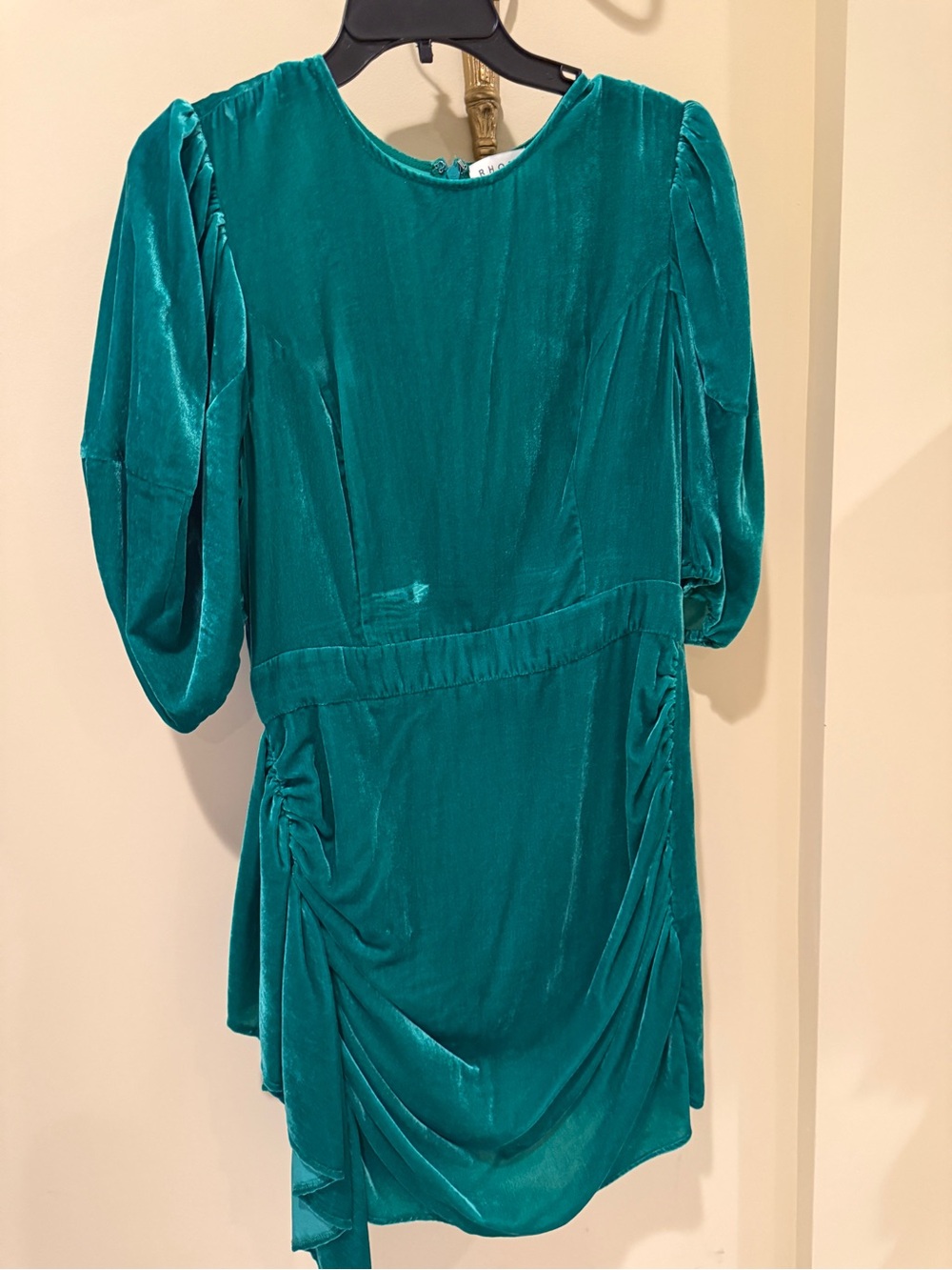 RHODE Teal Velvet Midi Dress